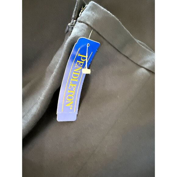 Pendleton 80's Vintage 100% Wool Classic High Waisted A-Line Midi Skirt Navy 14 - Picture 4 of 4